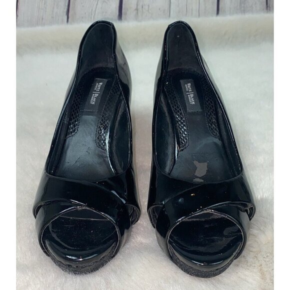 WHITE HOUSE BLACK MARKET Womens' Black Nice Patent Leather Pump Heels Size 7.5 - Picture 3 of 7